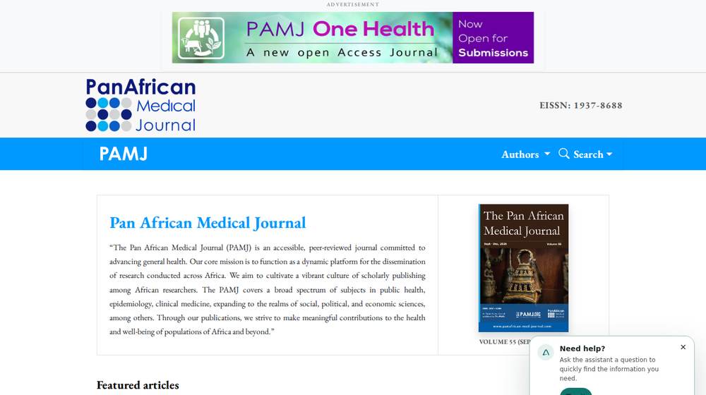 Page d'accueil du Pan African Medical Journal