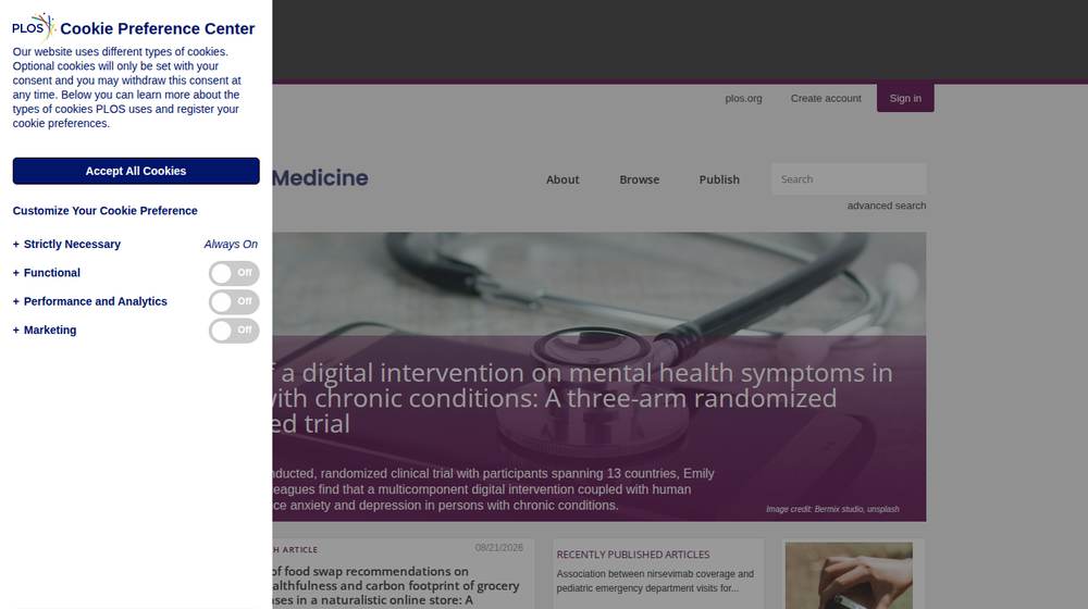 Page d'accueil de PLOS Medicine