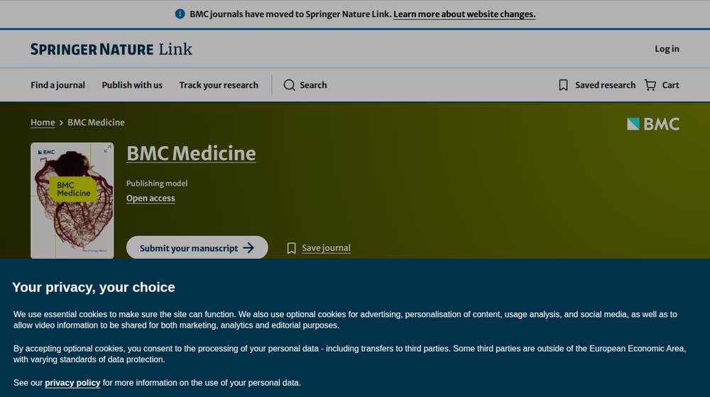 Page d'accueil de BMC Medicine