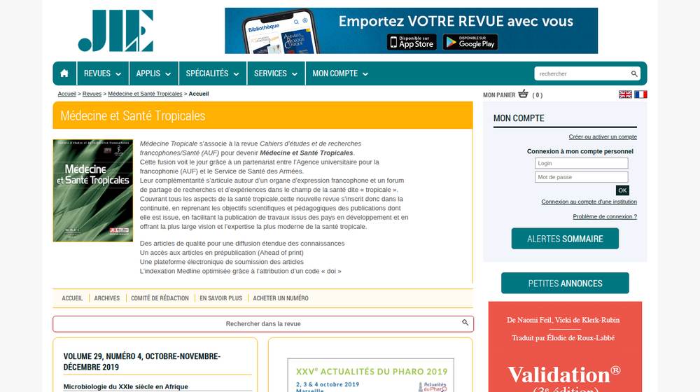 Page d'accueil de Médecine et Santé Tropicales