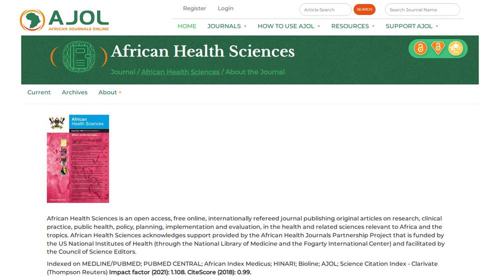 Revue africaine hébergée sur AJOL